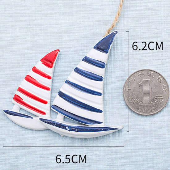 Изображение 1 Piece Resin Hanging Decoration Multicolor Sailing Boat 6.5cm x 6.2cm
