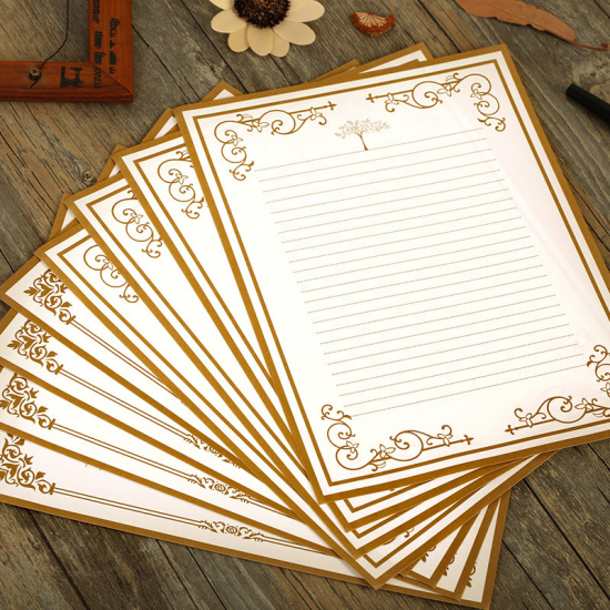 Picture of Letter Writing Paper Khaki 23.5cm x 17.5cm, 1 Set ( 8 PCs/Set)