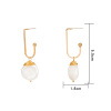 Picture of Earrings Gold Plated White Geometric Imitation Pearl 55mm x 18mm, 1 Pair