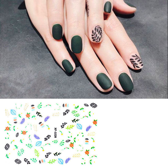 Picture of PVC Nail Art Stickers Decoration Leaf Multicolor 1 Sheet