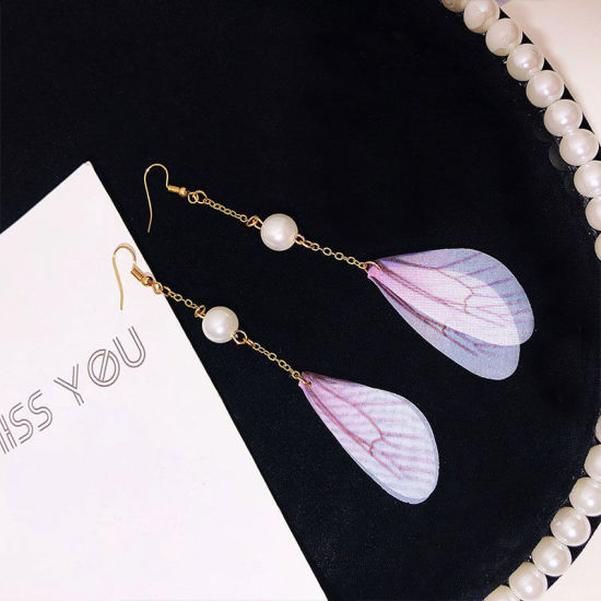 Picture of Earrings Light Pink Wing 7.2cm, 1 Pair