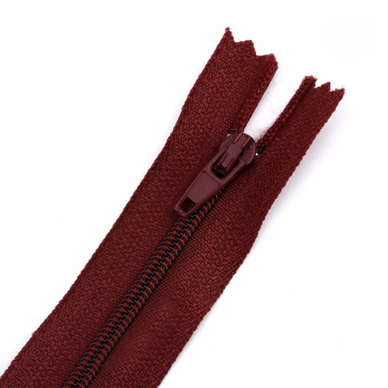 Bild von Nylon Reißverschluss Zippverschluss Rotweinfarben 20cm, 10 Strange