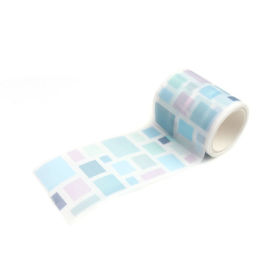Picture of Paper Adhesive Washi Tape Blue Square 5cm, 1 Roll (Approx 3 M/Roll)
