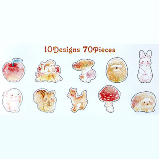 Picture of DIY Scrapbook Deco Stickers Multicolor Animal 10cm x 8.9cm, 1 Packet ( 70 PCs/Packet)