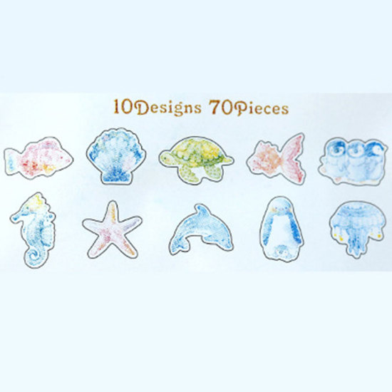 Picture of DIY Scrapbook Deco Stickers Multicolor Marine Animal 10cm x 8.9cm, 1 Packet ( 70 PCs/Packet)
