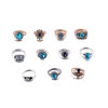 Picture of Rings Gold Plated & Silver Tone Oval Blue Rhinestone 1 Set ( 11 PCs/Set)