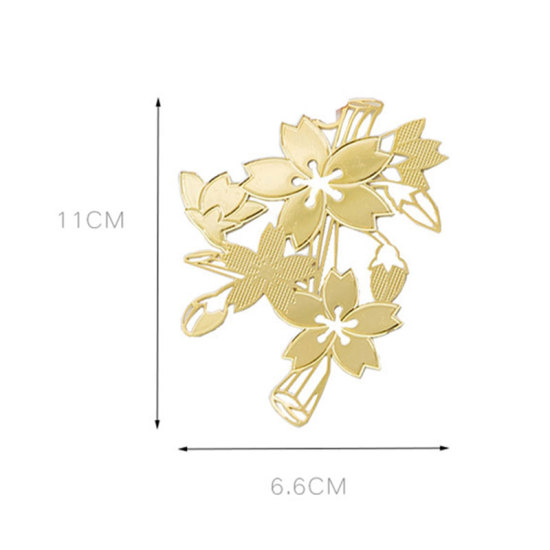 Picture of Bookmark Round Sakura Flower Pattern Gold Plated 11cm x 6.6cm, 1 Piece