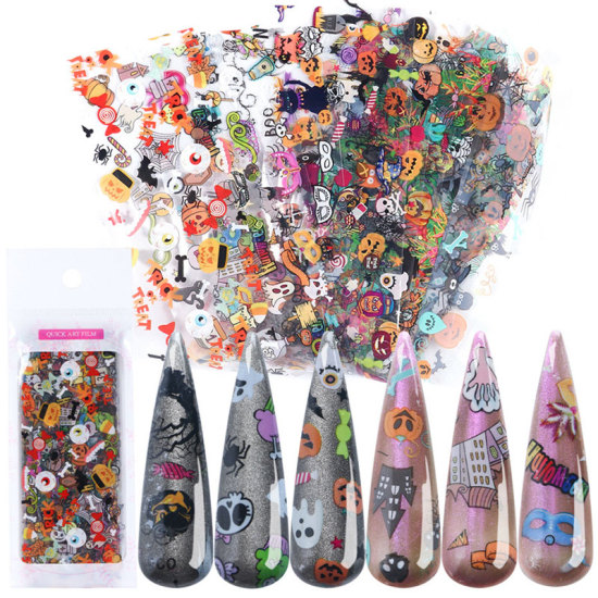 Изображение PVC Пластик Наклейки для Ногтей Конфеты ТыкваХэллоуина Разноцветный 20см x 3.8см, 1 Комплект