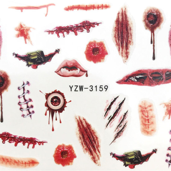 Picture of PVC Nail Art Stickers Decoration Eyeball Red 6cm x 5cm, 1 Sheet
