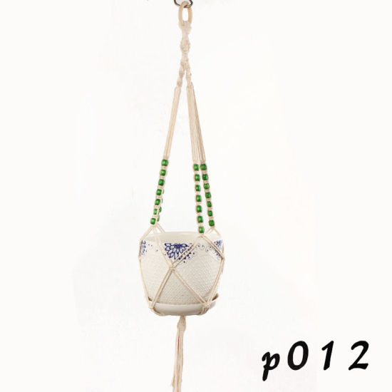 Picture of Cotton Rope Flowerpot Net Bag Hanging Decoration Creamy-White 1 Piece