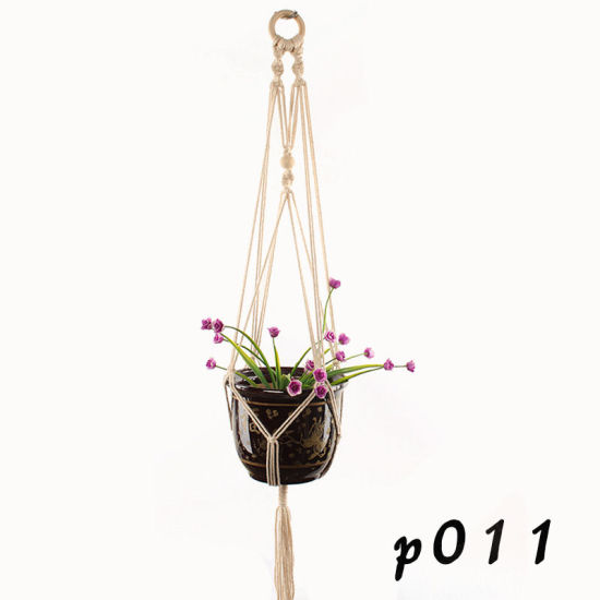 Picture of Cotton Rope Flowerpot Net Bag Hanging Decoration Creamy-White 1 Piece