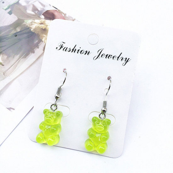 Picture of Earrings Grass Green Bear Animal 10mm, 1 Pair