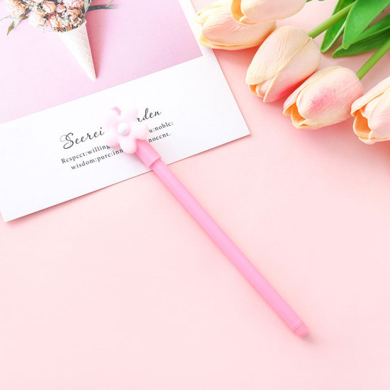 Изображение Гелевая Ручка Белый & Розовый Цветок 17см, 1 ШТ