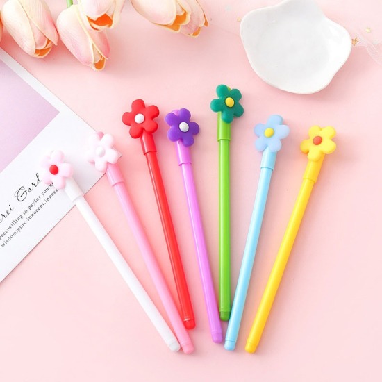 Picture of 0.5mm Gel Ink Pen For Office School Stationery At Random Color Flower 17cm, 1 Piece