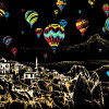 Picture of Art Craft Scratch Paper Rectangle Hot Air Balloon Pattern Multicolor 40.5cm x 28.5cm, 1 Set ( 2 PCs/Set)