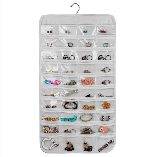 Picture of Nonwovens Double Sided 80 Cells Wall Door Hanging Storage Bag Pocket White Rectangle 87cm x 43cm, 1 Piece