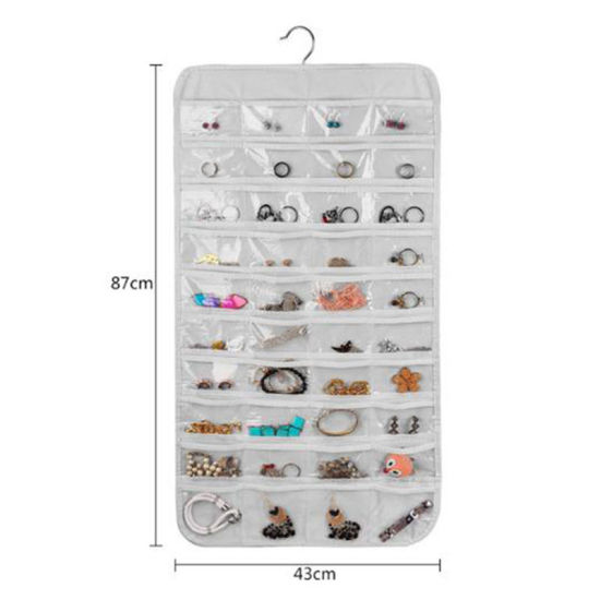 Picture of Nonwovens Double Sided 80 Cells Wall Door Hanging Storage Bag Pocket White Rectangle 87cm x 43cm, 1 Piece