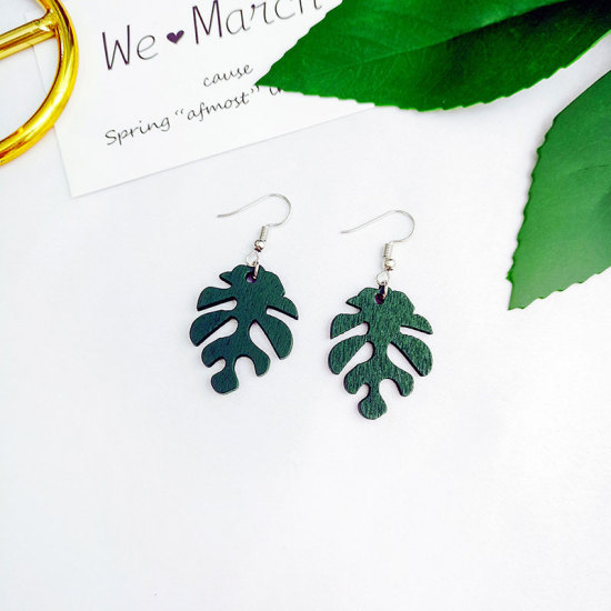 Picture of Earrings Green Leaf 45mm x 20mm, 1 Pair