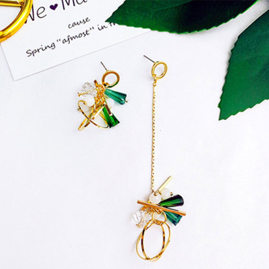 Picture of Earrings Gold Plated Green 12cm x 5cm, 1 Pair