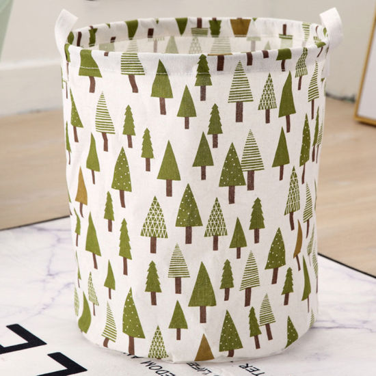 Picture of Clothes Laundry Basket Bag Green Tree Foldable 43cm x 37.5cm, 1 Piece