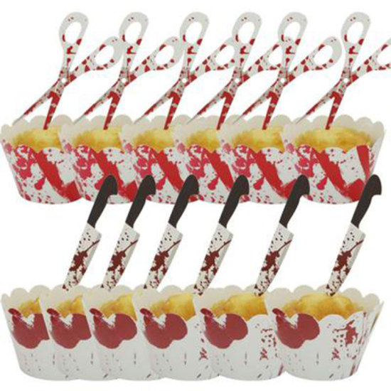 Picture of Halloween Cupcake Picks Toppers Knife Scissors Multicolor 1 Set