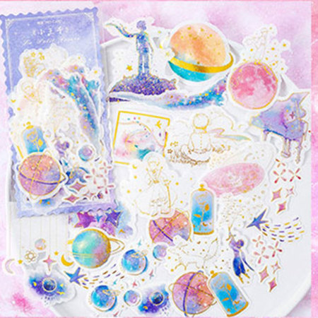 Picture of DIY Scrapbook Deco Stickers Multicolor Prince Universe Planet 9cm - 5cm, 1 Set ( 60 PCs/Set)