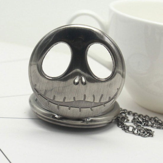 Picture of Pocket Watches Halloween Skull Gunmetal Battery Included 80cm long, 1 Piece
