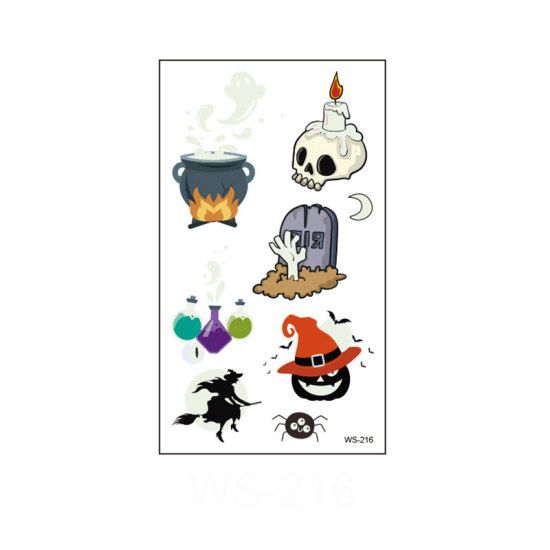 Image de Autocollant Sticker de Tatouage Amovible Imperméable Multicolore Cartoon Brille dans le Noir 10.5cm x 6cm, 1 Pièce