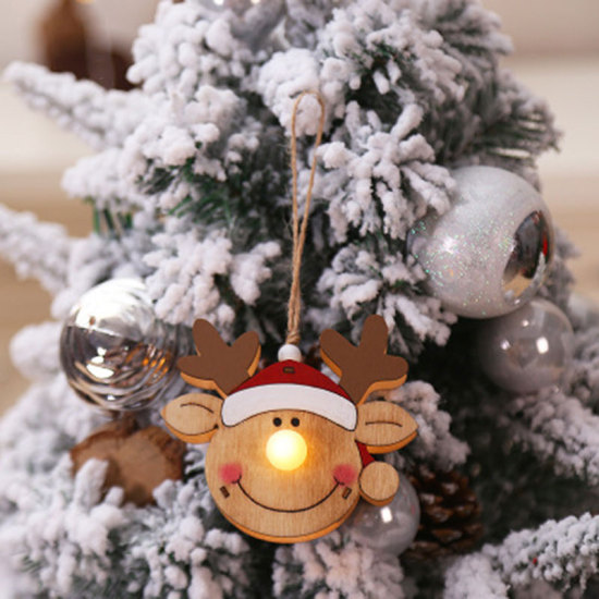 Picture of Hanging Decoration Christmas Reindeer Brown LED Light Up 9cm x 7cm, 1 Piece