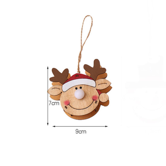 Picture of Hanging Decoration Christmas Reindeer Brown LED Light Up 9cm x 7cm, 1 Piece