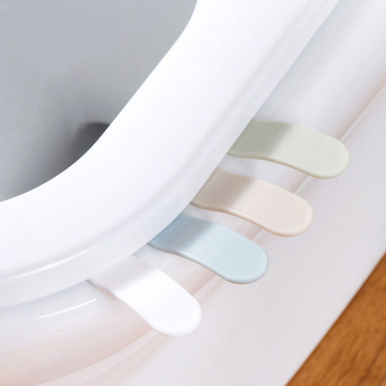 Picture of white Creative Portable Toilets Lid Handle Uncovery Flip Lid Toilet Cover Home Toilet Accessory Not Dirty Hands