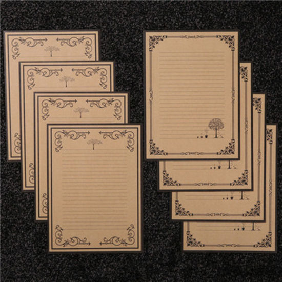 Image de Brown -Fleur-Papier à lettre classique et romantique 8 feuilles / 1 kit