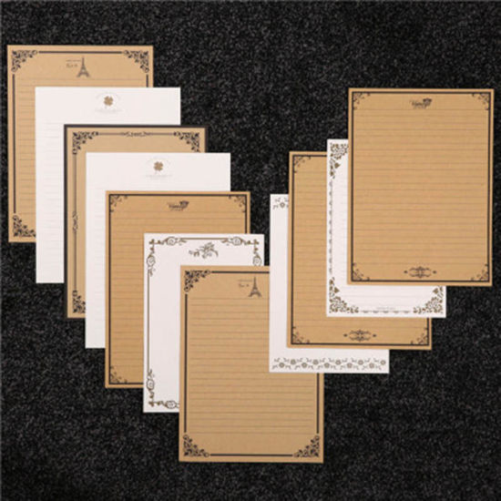 Picture of Brown - Flower-like letter paper creative romantic classical art letterhead paper 8 sheets into -1sets