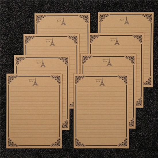 Picture of Brown - Tower letterhead creative romantic classical art letterhead paper 8 sheets into -1 sets