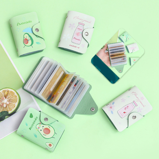 Picture of Light Green - 5# Cute Fruit Avocado Peach Milk Drinks PU Card Holders Wallet Coin Case Bag