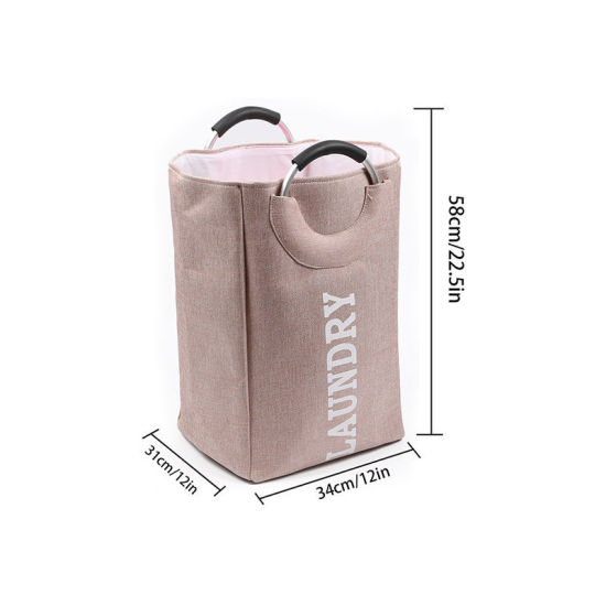 Picture of Polyester Clothes Laundry Basket Bag Dark Pink Foldable 58cm x 34cm, 1 Piece