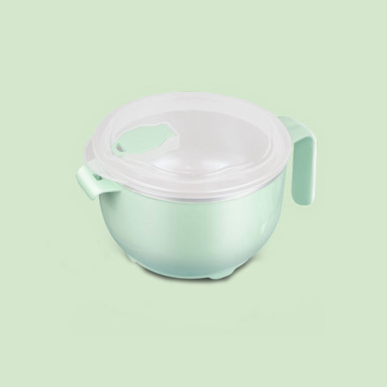 Picture of Green - style3 Large Stainless Steel Noodle Bowl with Handle Food Container Rice Bowl Soup Bowls Instant Noodle Bowl