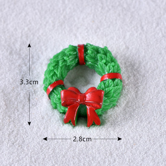 Picture of Resin Micro Landscape Miniature Decoration Red & Green Christmas Wreath 33mm x 28mm, 1 Piece