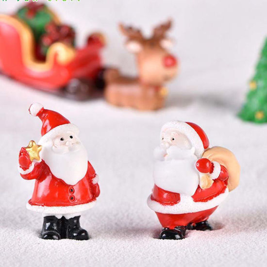 Picture of Resin Micro Landscape Miniature Decoration Red Christmas Gift Box 13mm x 11mm, 1 Piece