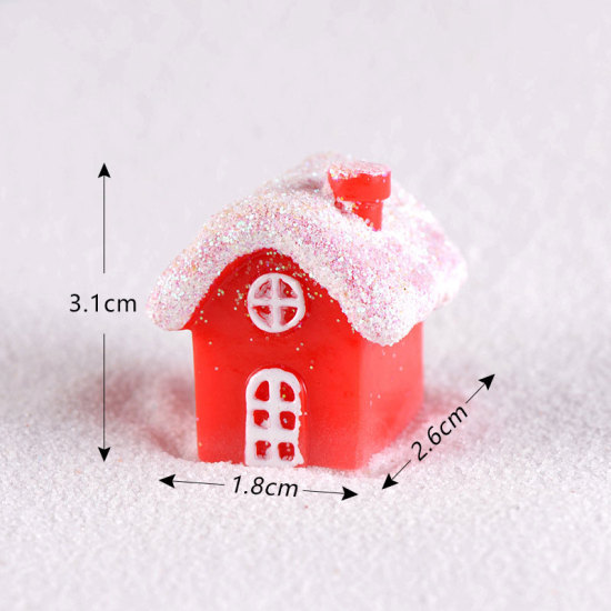 Изображение Белый и Красный - стиль4 милый Рождество Снежный Дом Декор Статуэтки Сказочный Сад Миниатюры Смола Ремесло Микро Пейзаж Домашний Декор рождество - S