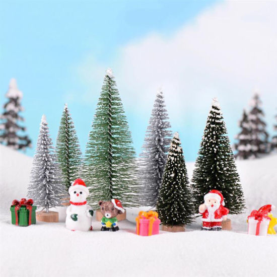 Imagen de Verde claro - Estilo1 Copos de nieve artificiales Árbol de Navidad Decoración de Navidad Decoración Navidad Verde Plata Mini árbol