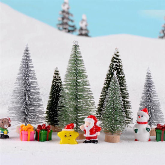 Imagen de Plata - Style6 Copos de nieve artificiales Árbol de Navidad Decoración navideña Decoración Navidad Verde Plata Mini árbol