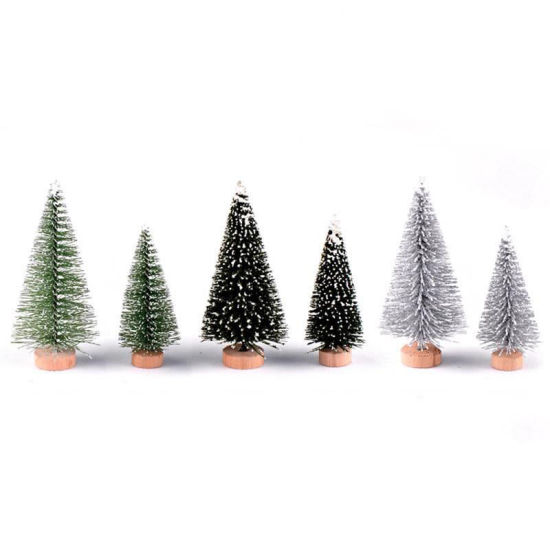 Imagen de Plata - Style6 Copos de nieve artificiales Árbol de Navidad Decoración navideña Decoración Navidad Verde Plata Mini árbol