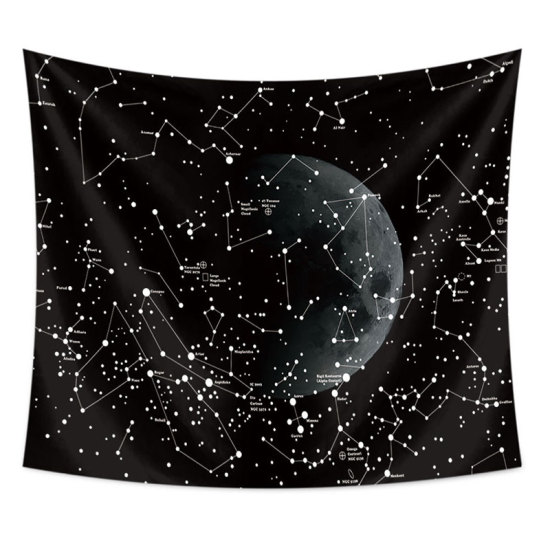 Bild von Tapisserie Wandbehang Schwarz Rechteck Galaxie Universum Muster 150cm x 130cm, 1 Stück
