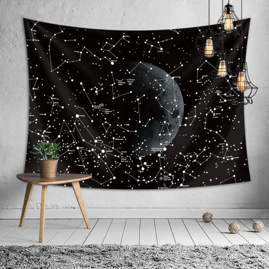 Bild von Tapisserie Wandbehang Schwarz Rechteck Galaxie Universum Muster 150cm x 130cm, 1 Stück