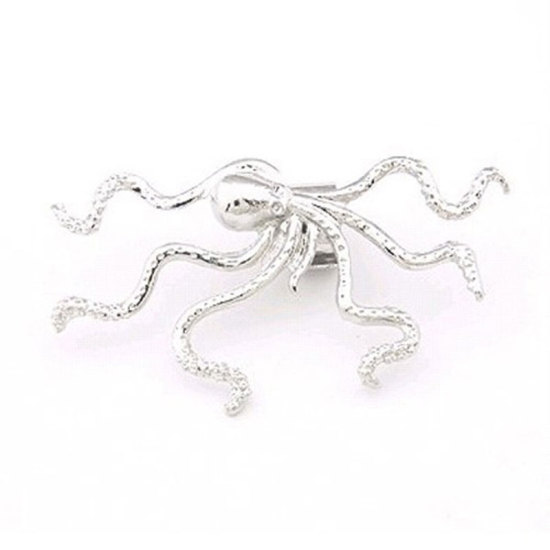 Picture of Ear Cuffs Clip Wrap Earrings Antique Silver Color Octopus 1 Piece