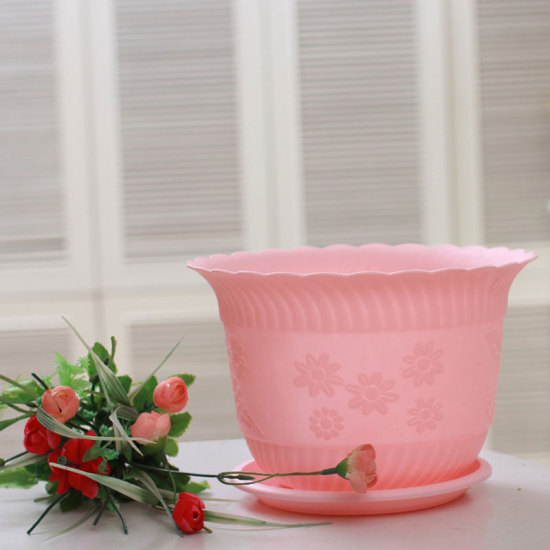 Image de Rose - Pot de fleur en résine avec plateau pour décoration de bureau à domicile de jardin de plantes 12x8cm, 1 Kit