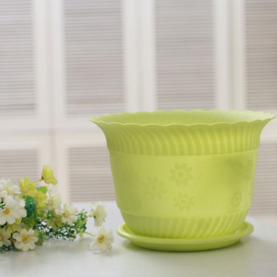 Image de Vert - Pot de fleur en résine avec plateau pour décoration de bureau à domicile de jardin de plantes 12x8cm, 1 Kit