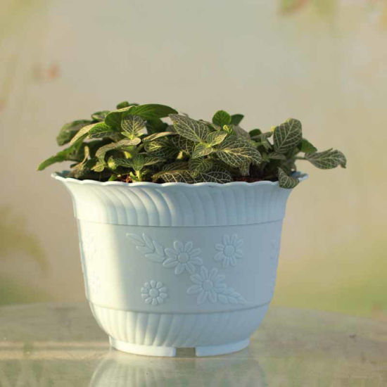 Image de Blanc - Pot de fleur en résine avec plateau pour décoration de bureau à domicile de jardin de plantes 16x11cm, 1 Kit