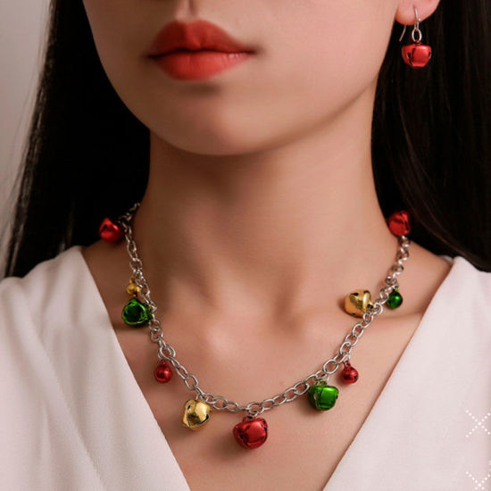 Picture of Necklace Gold Plated Multicolor Christmas Jingle Bell 50cm(19 5/8") long, 1 Piece